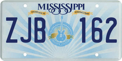 MS license plate ZJB162