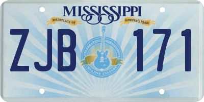 MS license plate ZJB171