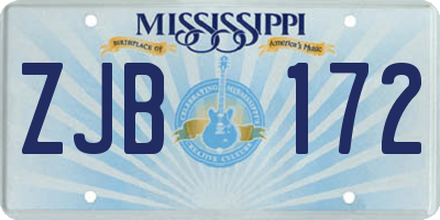 MS license plate ZJB172
