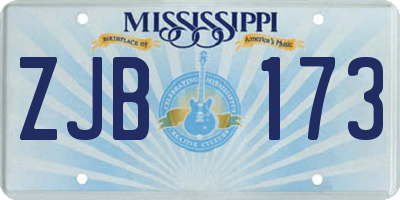 MS license plate ZJB173