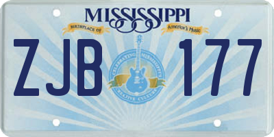 MS license plate ZJB177