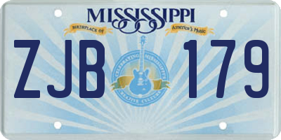 MS license plate ZJB179