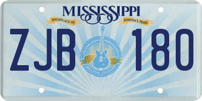 MS license plate ZJB180