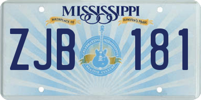 MS license plate ZJB181