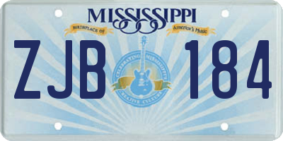 MS license plate ZJB184