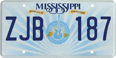 MS license plate ZJB187