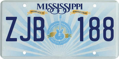 MS license plate ZJB188