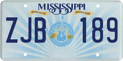 MS license plate ZJB189