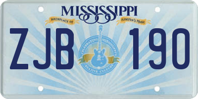 MS license plate ZJB190
