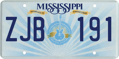MS license plate ZJB191