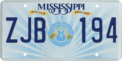 MS license plate ZJB194
