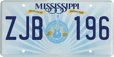 MS license plate ZJB196
