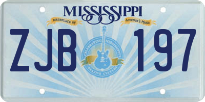 MS license plate ZJB197