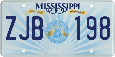 MS license plate ZJB198