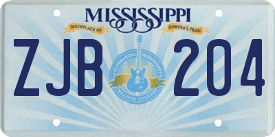 MS license plate ZJB204