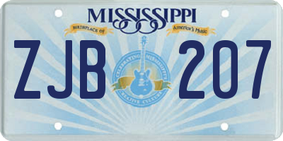 MS license plate ZJB207