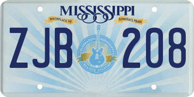 MS license plate ZJB208
