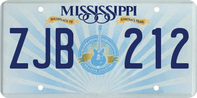 MS license plate ZJB212