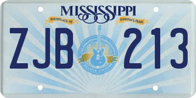 MS license plate ZJB213