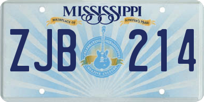 MS license plate ZJB214
