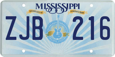 MS license plate ZJB216