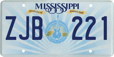 MS license plate ZJB221