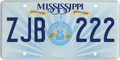 MS license plate ZJB222