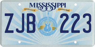 MS license plate ZJB223