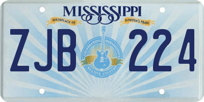 MS license plate ZJB224