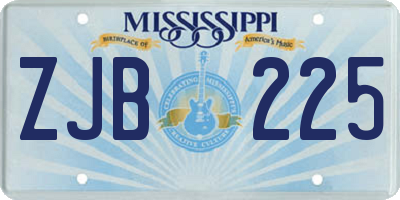 MS license plate ZJB225
