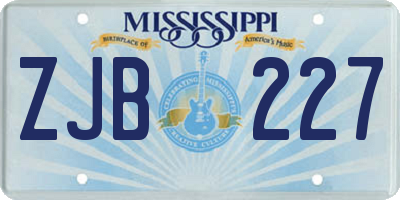 MS license plate ZJB227
