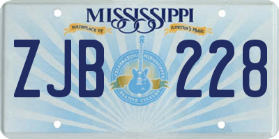 MS license plate ZJB228