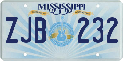 MS license plate ZJB232
