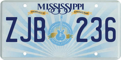 MS license plate ZJB236
