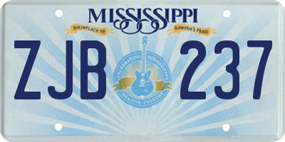 MS license plate ZJB237