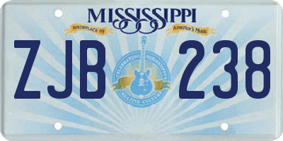 MS license plate ZJB238