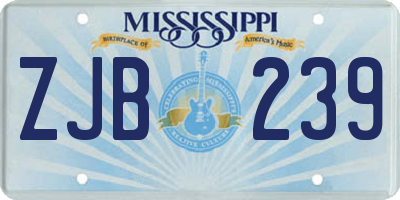 MS license plate ZJB239