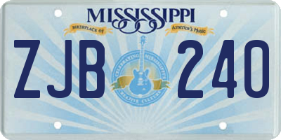 MS license plate ZJB240