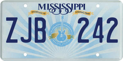 MS license plate ZJB242