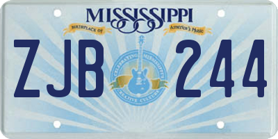 MS license plate ZJB244