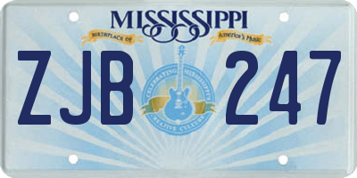 MS license plate ZJB247