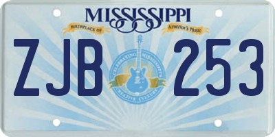 MS license plate ZJB253