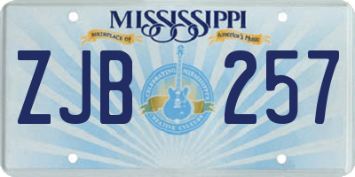 MS license plate ZJB257