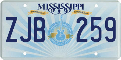 MS license plate ZJB259