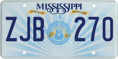 MS license plate ZJB270