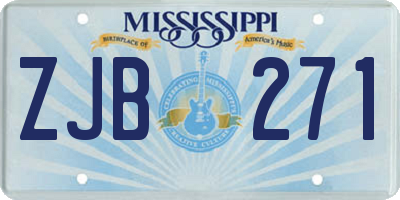 MS license plate ZJB271