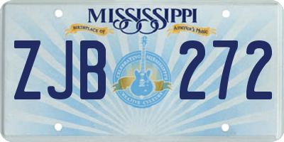 MS license plate ZJB272