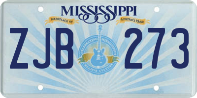MS license plate ZJB273