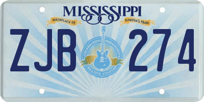MS license plate ZJB274