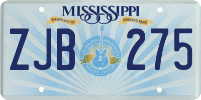 MS license plate ZJB275